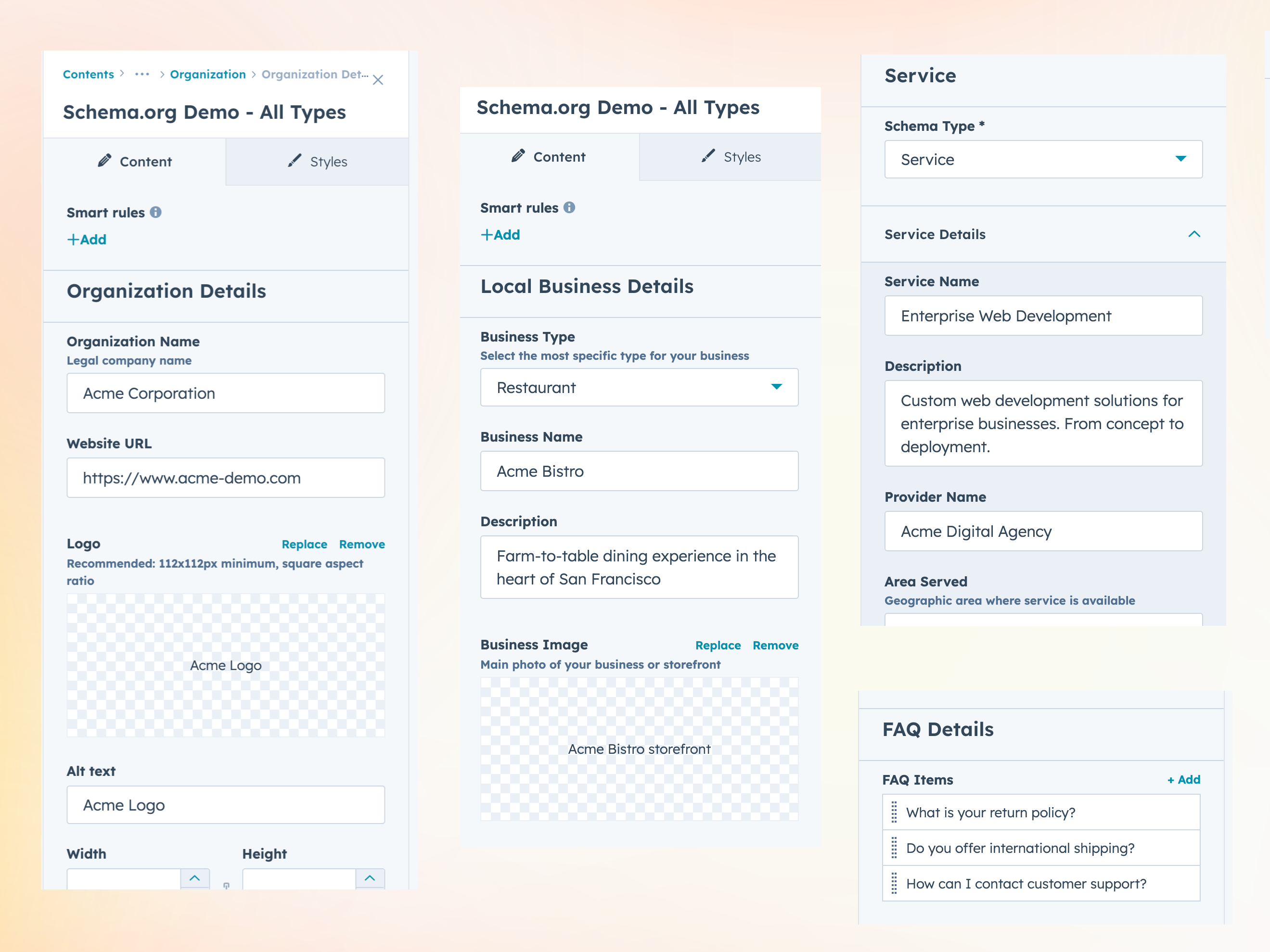 Stack Multiple Schemas on One Page